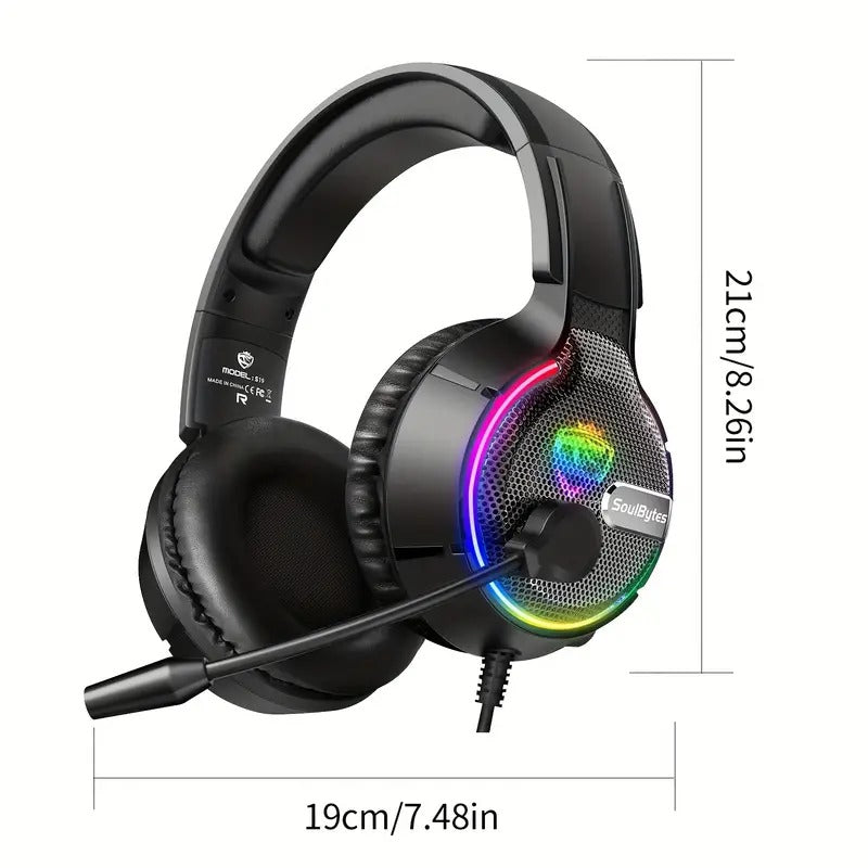 Căști Gaming S19 RGB cu Fir – Difuzoare 50mm, Microfon Integrat