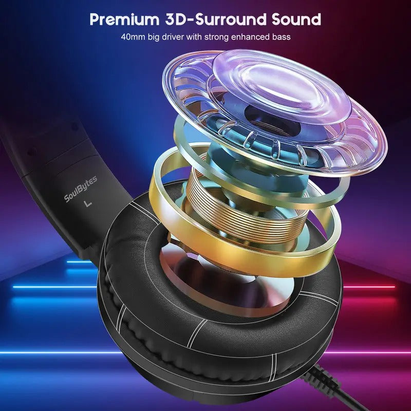 Căști Gaming S19 RGB cu Fir – Difuzoare 50mm, Microfon Integrat